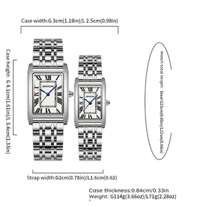 Montre <span class=keywords><strong>SANDA</strong></span> haut de gamme pour couple, design élégant, cadran rectangulaire, chiffres romains, mouvement à quartz, résistance à l'eau 3 bars - Product Image 3