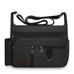 Hot selling <b>Large</b> Capacity Men <b>Canvas</b> <b>Bag</b> New Minimal Casual Shoulder Crossbody <b>Bag</b> with Water Bottle Pocket for Travel - Product Image 3