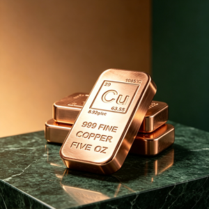 Barra de Cobre Puro 999 de 5 Oz, Rectangular, con Relieve, para Colección Artística y Artesanía Metálica - Product Image 1