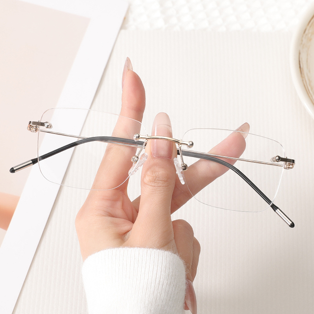 Metal Rimless Glasses for Men Stylish CE Certified Ideal for Comfortable Reading of Books Worksheets Without Eye Strain at Home
