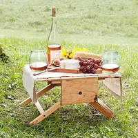 Şarap masa mesa de piknik açık kamp taşınabilir plaj masası katlanabilir sepet katlanır mini ahşap bambu piknik masası