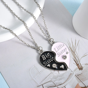 Fashion Best Friends Pendant <strong>Necklace</strong> Heart Rhinestone Colorful Drip Oil Charming Couple Friend Spliceable Pendant <strong>Necklace</strong> Gift - Product Image 1