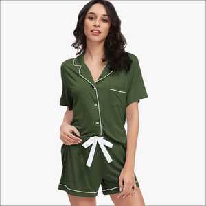 Conjuntos de Pijamas de 2 Piezas para Mujer, 100% Algodón, Suaves y Transpirables, Color y Estampado Personalizables, para Usar en Todas las Temporadas, Venta al Por Mayor - Product Image 4