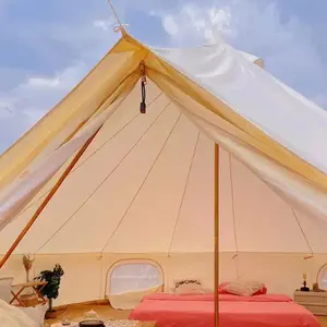 Tenda mewah luar ruangan, tenda berkemah yurt piramida oxford tahan air glamping mewah