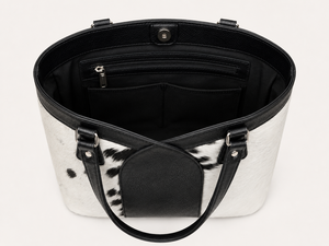 Cow Pattern Modern Luxury Women's Full Grain Calf Leather <b>Large</b> Capacity Lightweight Button Closure <b>Handbag</b> Classic - Product Image 2