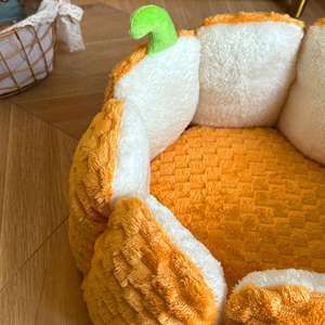 Nid pour animaux de compagnie en polaire épaisse doublée de polaire, motif uni, pour un sommeil profond, Halloween, citrouille, pour chat et petit chien, vente en gros, automne-hiver - Product Image 4