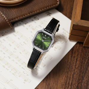 Montre à quartz vintage pour femme, cadran carré polygonal, luxe léger, bracelet en cuir véritable, élégante et polyvalente, montre-bracelet tendance - Product Image 5