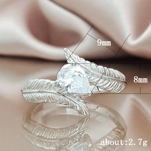 Anello Semplice a Foglia con Pietra a Goccia, Ornamento Creativo per Dito alla Moda - Product Image 4