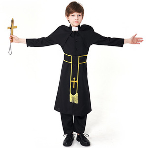 Deluxe <span class=keywords><strong>padrino</strong></span> prete Costume medievale per ragazzi festa di Halloween vestito Cosplay per bambini - Product Image 1