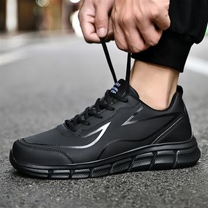 Chaussures de marche plates noires pour hommes, légères et imperméables, avec semelle LMD, style baskets de jogging pour hommes - Product Image 6