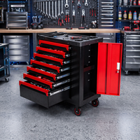Chariot à outils roulant à 7 tiroirs, ensemble complet de 258 outils de mécanicien en acier au chrome-vanadium, certifié CE, à commande manuelle, OEM CRV