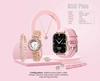 Montre connectée A58 Plus de luxe en or avec bracelet en gel de silice, suivi du sommeil TFT, coffret cadeau carré 6-en-1, étanche IP67 - Vente en gros usine
