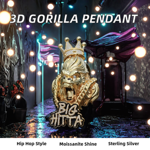 Nuevo Diseño, Dijes de Gorila 3D en Plata de Ley 925 Chapada en Oro, Joyería Personalizada con Moissanita, Colgante Hip Hop, Certificado GRA, Unisex - Product Image 2