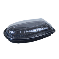 Barquettes jetables ovales en PP/OPS de qualité alimentaire avec couvercles, sans poignée, compatibles micro-ondes, pour nouilles entières et chewing-gum