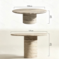 Ensemble de tables basses en travertin naturel avec bord sculpté, durable, moderne, style Wabi Sabi, table d'appoint en pierre, décoration de salon