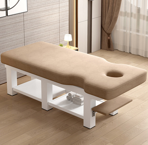 Table de massage moderne en bois massif, lit de thérapie portable pour salon, avec appui-tête et rangement pour institut de beauté, spa, clinique - Product Image 3