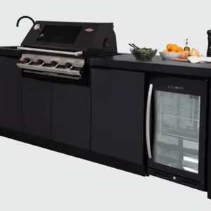 Armoire de cuisine extérieure moderne en acier inoxydable 304 de qualité supérieure avec finition laquée verre réfrigérateur éclairage LED évier dosseret - Product Image 2