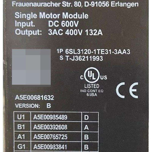 Módulo de motor único Sinamics-S120 de tamaño compacto 6SL3120-1TE31-3AA3, 71kW 132A DC510-720V, piezas de repuesto para variador Drive-CLiQ - Product Image 3
