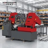 Sierra de cinta horizontal hidráulica de doble columna Mingchuang inteligente de alta velocidad de 350 mm con motor de 5.5KW y alimentación automática