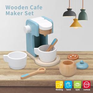 Happy <span class=keywords><strong>Earth</strong></span>-Cafetière en bois jouet semblant appareil de cuisine café Barista ensemble pour jeu de rôle apprentissage amusant jeu imaginatif - Product Image 2