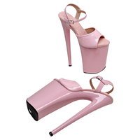 Sandales à talons hauts exotiques pour femmes, 23cm/9 pouces, avec bride à la cheville et sangle croisée, chaussures de danse