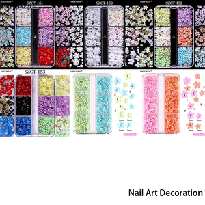 6 rejilla 3D resina cinco pétalos flor caramelo colorido tamaño mixto flor calcomanías Kit decoración de uñas - Product Image 6