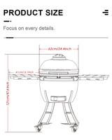 Barbecue Kamado en céramique SEB 21 pouces, fumoir au charbon de bois, pour jardin, fête en plein air, qualité supérieure