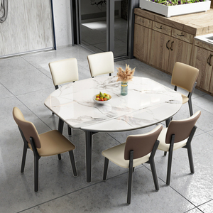 Ánh Sáng Sang Trọng Có Thể Thu Vào Gấp Bàn Ăn Dual-Sử Dụng Vuông Bàn Gỗ Rắn Với Sáng Đá Tấm Cho Căn Hộ Nhỏ - Product Image 3