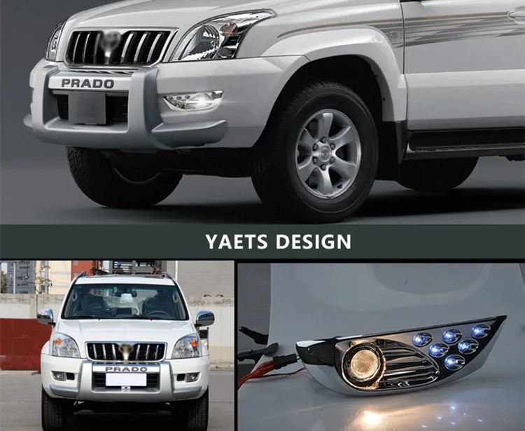 ชุดไฟตัดหมอกสำหรับขับรถ,ชุดไฟ Led Drl แสงแดดสำหรับ Toyota Land Cruiser Prado Fj120 2003-2009พร้อมฝาโครเมี่ยม