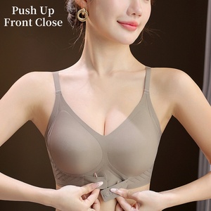 OEM Push up Soutien-gorge de haute qualité <span class=keywords><strong>en</strong></span> <span class=keywords><strong>V</strong></span> profond avec ouverture sur le devant Bralette sans bretelles Fix Cup Soutien-gorge sans couture pour femmes - Product Image 1