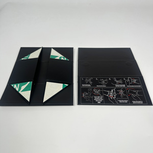 Luxury Magnetic Foldable Gift <b>Box</b> <b>Black</b> Color <b>Box</b> with Scratch-resistant Matte Lamination White Color Logo Printing Packaging - Product Image 3