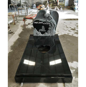 อนุสาวรีย์หินแกรนิตดำซานซีแบบโมเดิร์นยอดนิยม รูปปั้นรูปนางฟ้า สำหรับสุสาน ทำจากหินธรรมชาติ - Product Image 2