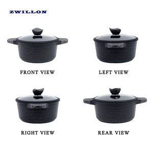 Zwillon Nấu Ăn Nồi Với Glass Nắp Granite Lớp Phủ Súp Crock Nhà Bếp Đầu Bếp Hợp Kim Nhôm Sang Trọng Không Dính Hầm Chậu - Product Image 4