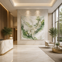 Dalle en pierre frittée Artistic Summer Elf 1600x3200mm, aspect marbre vert veiné floral, pour design d'intérieur de luxe