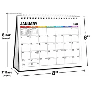 Custom Logo Printed 2024 Spirals Wire Stand Flips Table Desk Blank Desktop Calendar