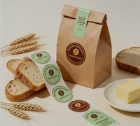 Rouleaux d'autocollants adhésifs en vinyle imperméables avec logo personnalisé pour l'emballage de boulangerie, de pain, de gâteaux, étiquettes d'étanchéité alimentaire pour papier kraft