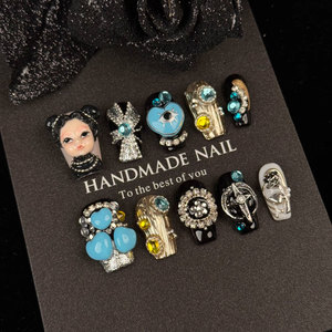 Poupée 3D en vente en gros personnalisable fait à la main presse ongles haute qualité réutilisable acrylique faux ongles carré mini diamant pour doigt - Product Image 1