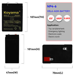 <span class=keywords><strong>KOYAMA</strong></span> tout nouveau remplacement parfait NP4-6 6V 4AH VRLA jouet voiture équipement électrique d'urgence batterie AGM - Product Image 6