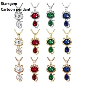 starsgem wholesale jewelry pear oval shape moissanite stones silver 10k 14k 18k white yellow rose gold cartoon pendant for sale