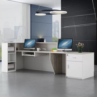 Meubles de bureau commerciaux OEM ODM avec logo, comptoir de réception en forme de L, bureau de réception moderne en bois pour hall d'entrée