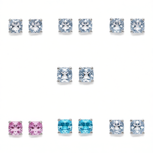 Pendientes de Cristal Blanco E604 con Engaste Geométrico, Joyería Unisex Minimalista para Uso Diario - Product Image 1