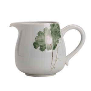 Ceramic Fairness <b>Cup</b> Porcelain Round Hand Painted Lotus Design Kung Fu <b>Tea</b> <b>Set</b> Accessory - Product Image 5