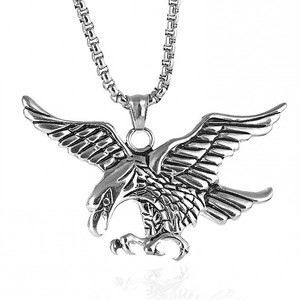 Collier pendentif aigle vintage en acier inoxydable, bijoux unisexes hip-hop pour motards - Product Image 5