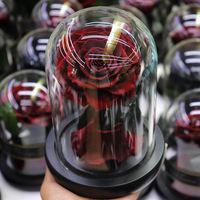 Fleur de rose naturelle stabilisée dans une boule de verre, vente en gros pour la décoration intérieure
