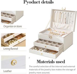 Wholesale Foldable Multi-Layer Leather Jewelry Accessories Organizer Velvet <b>Storage</b> Case Locks 35L Capacity For Travel Gifts - Product Image 4