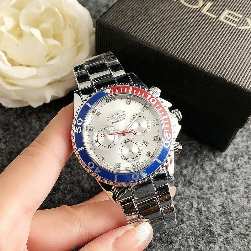 Toptan lüks ünlü marka logosu Relx çelik kol saati spor iş erkekler için kuvars saatler hediye