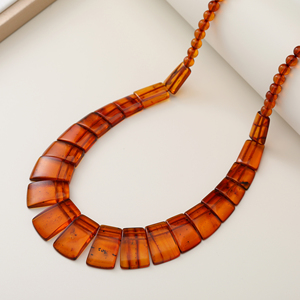 Collar de Ámbar Báltico Natural Naranja Atardecer de 14.7g y 48cm con Cuentas Planas Elásticas Tipo Rondelle, Collar Religioso, Regalo, Cordón - Product Image 5