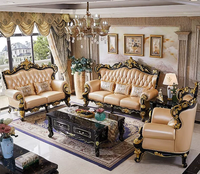 Chaise longue de luxe en bois massif européen avec détails sculptés à la main en cuir véritable, style français, canapé inclinable pour villa