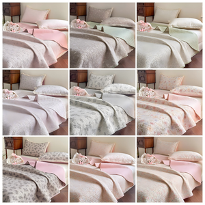 Nouvelle collection : Parure de <span class=keywords><strong>lit</strong></span> trois pièces en coton <span class=keywords><strong>matelassé</strong></span>, style coréen, motif floral frais, personnalisable, toutes saisons, avec taie d'oreiller en dentelle - Product Image 6