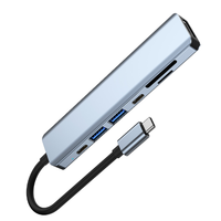 Pembaca kartu SD TF 7 in 1, Hub 5Gbps USB 3.0 dengan 4k30hz Splitter Usb mendukung semua Tipe C Channel komputer Laptop